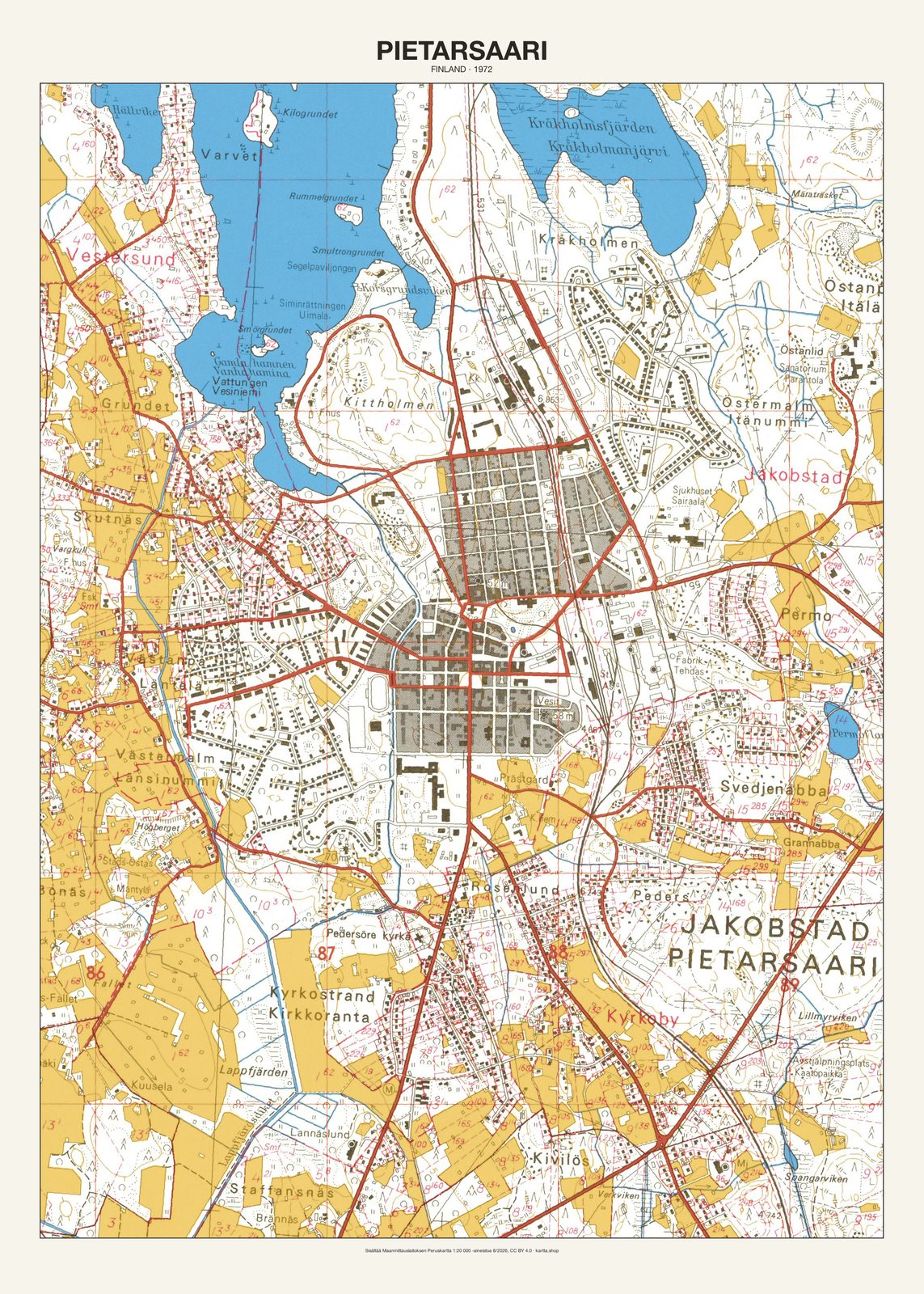 Pietarsaarin karttajuliste vuodelta 1972