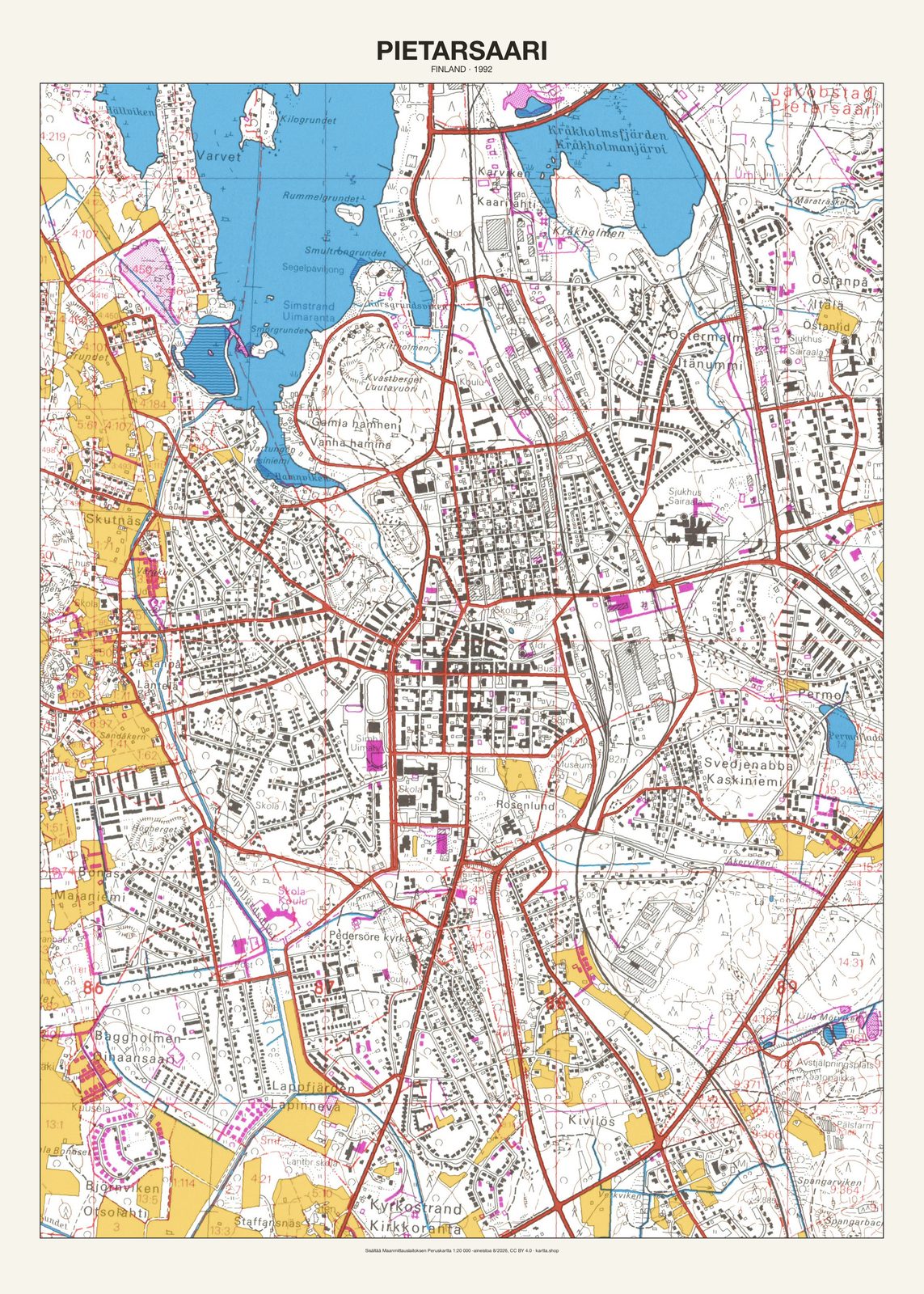 Pietarsaarin karttajuliste vuodelta 1992