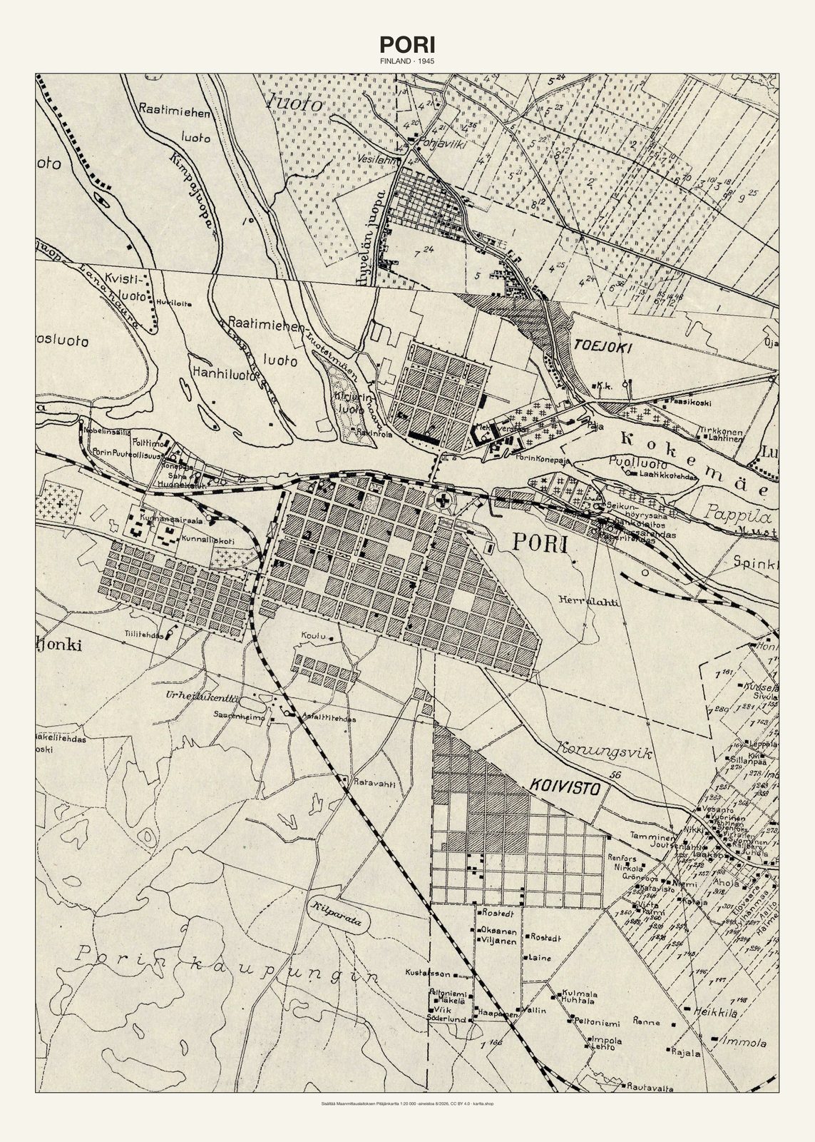 Porin karttajuliste vuodelta 1945