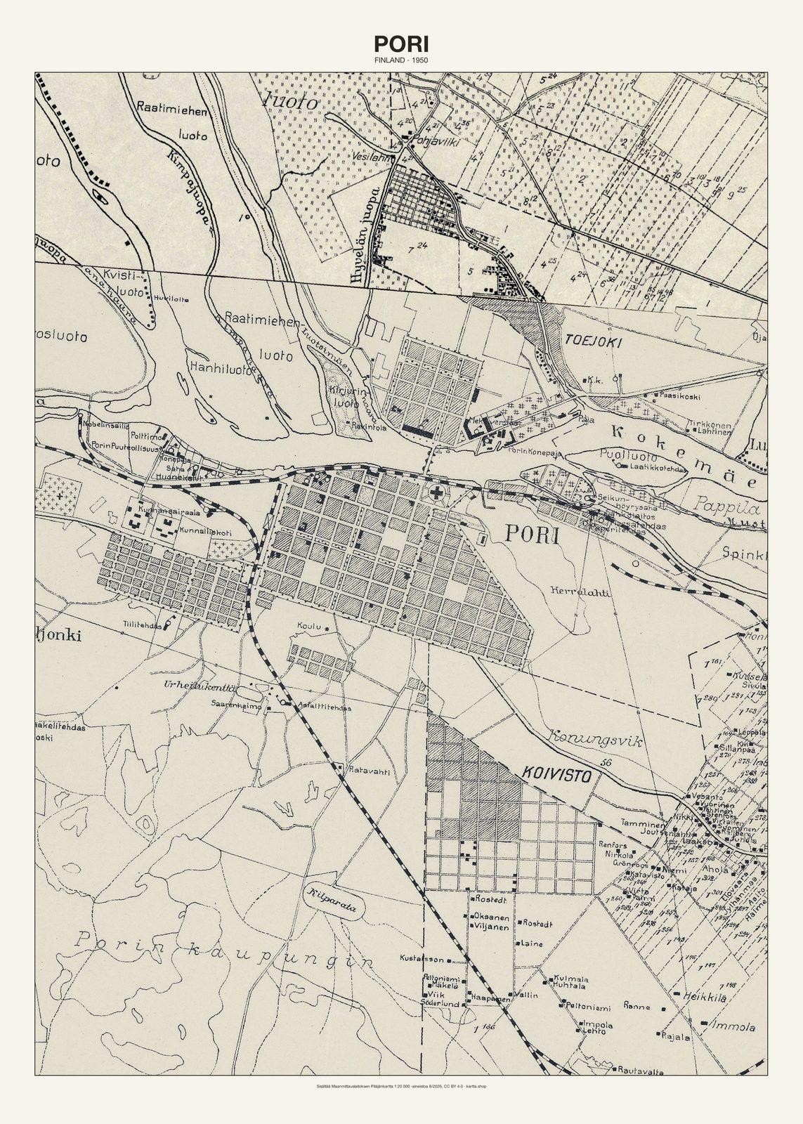 Porin karttajuliste vuodelta 1950