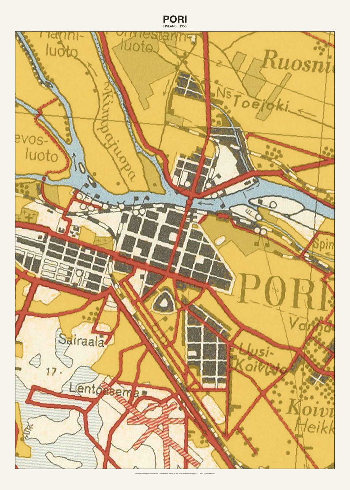 Porin karttajuliste vuodelta 1955