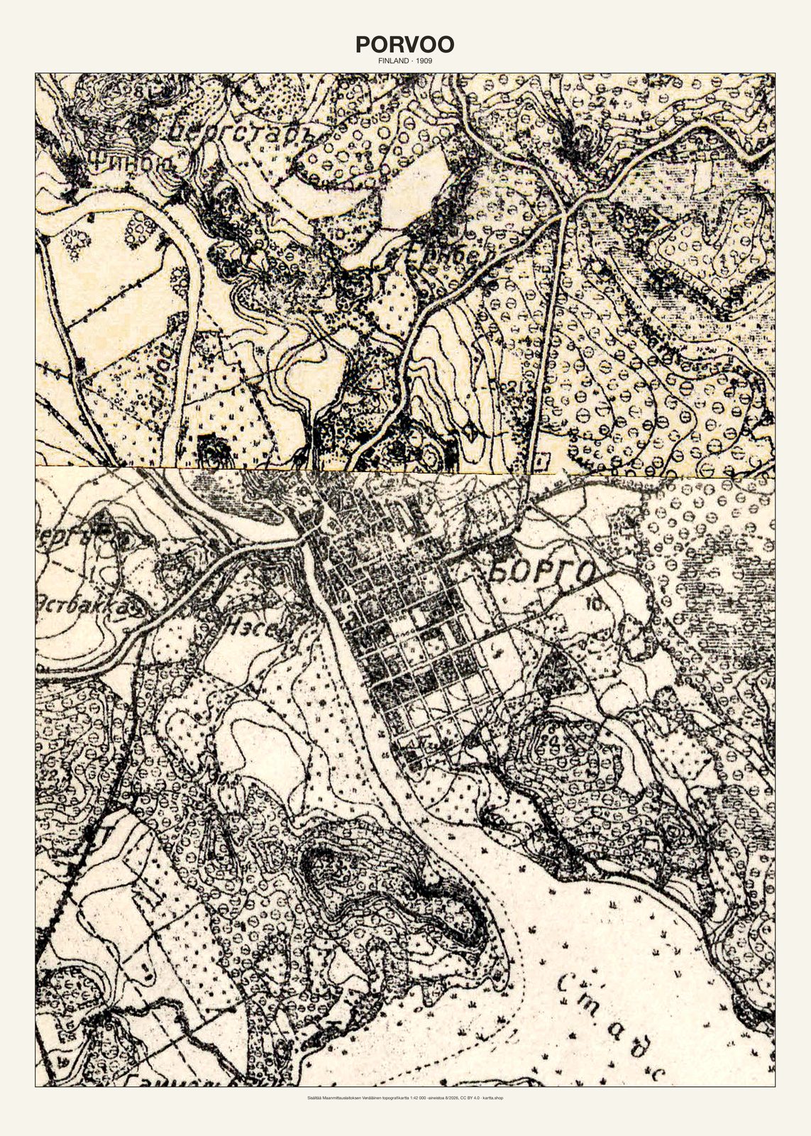 Porvoon karttajuliste vuodelta 1909