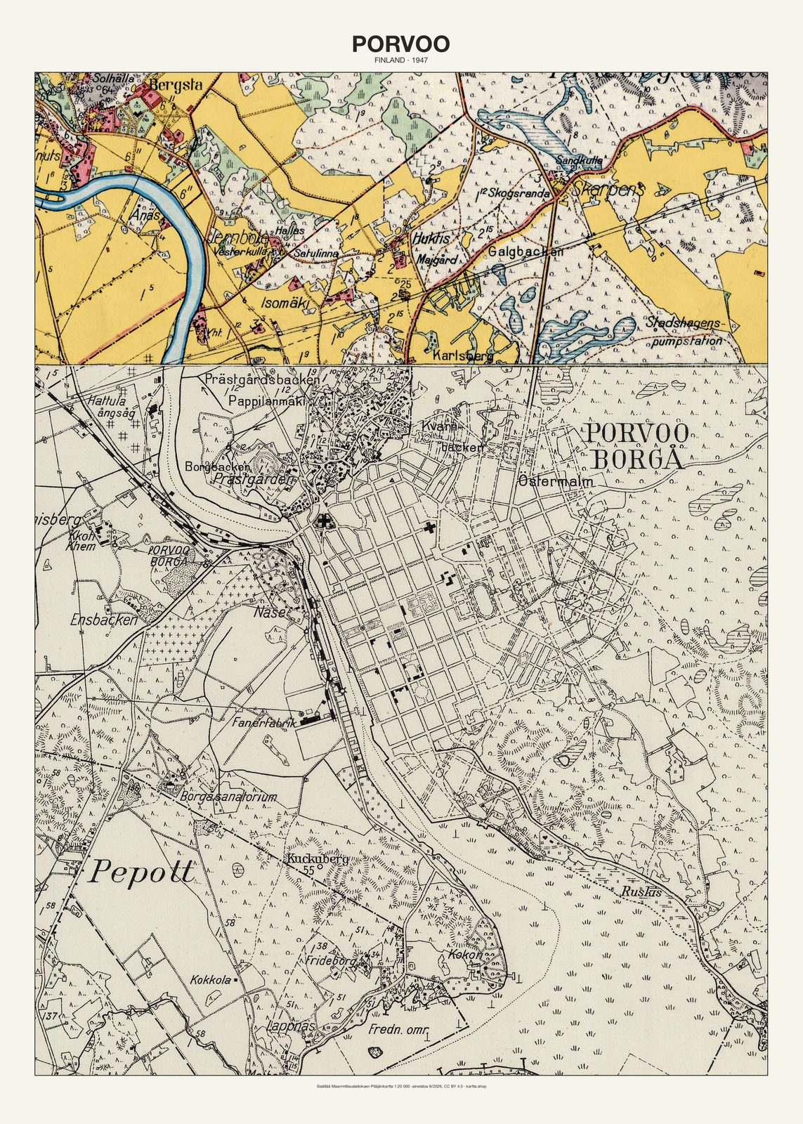Porvoon karttajuliste vuodelta 1947