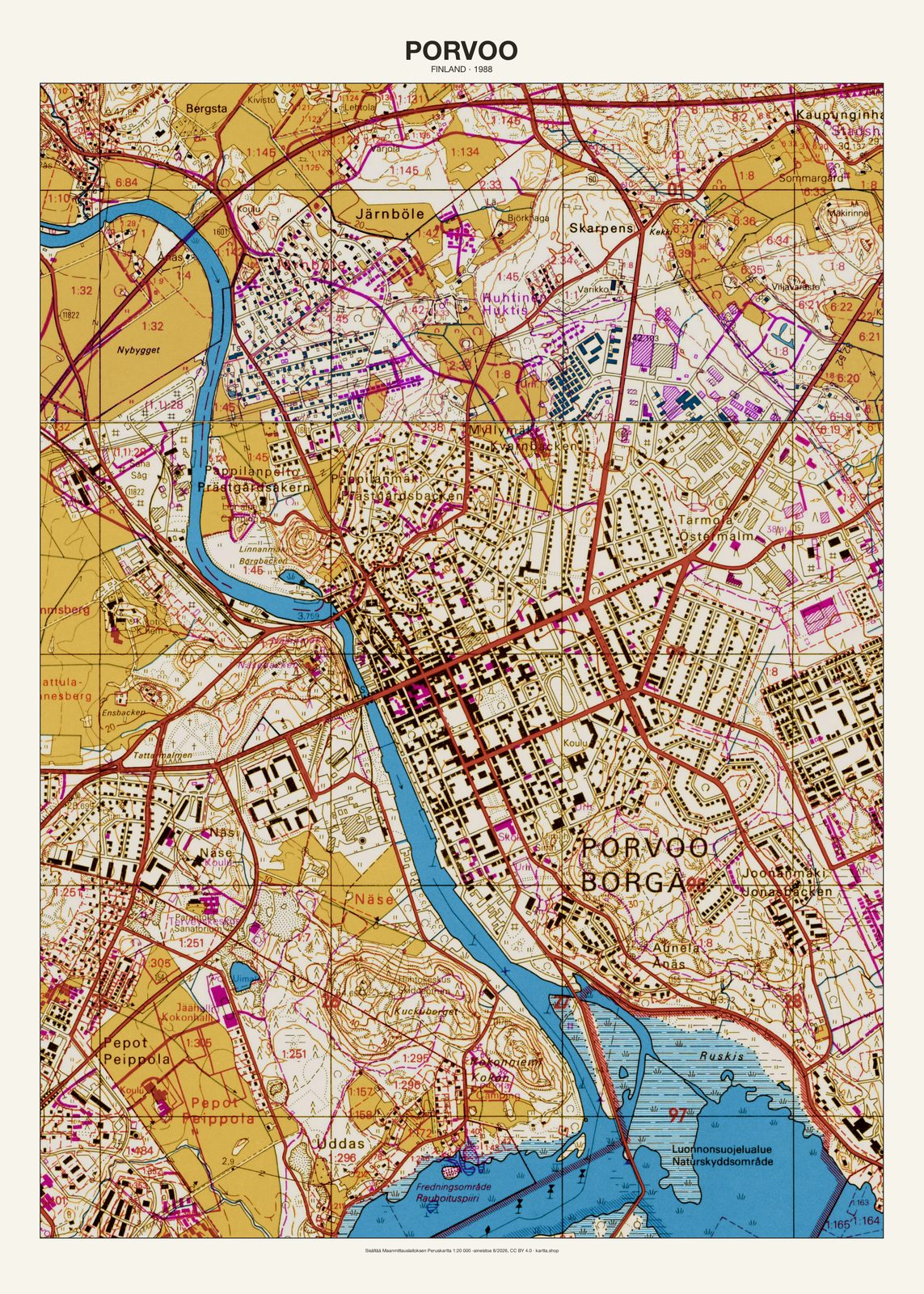 Porvoon karttajuliste vuodelta 1988