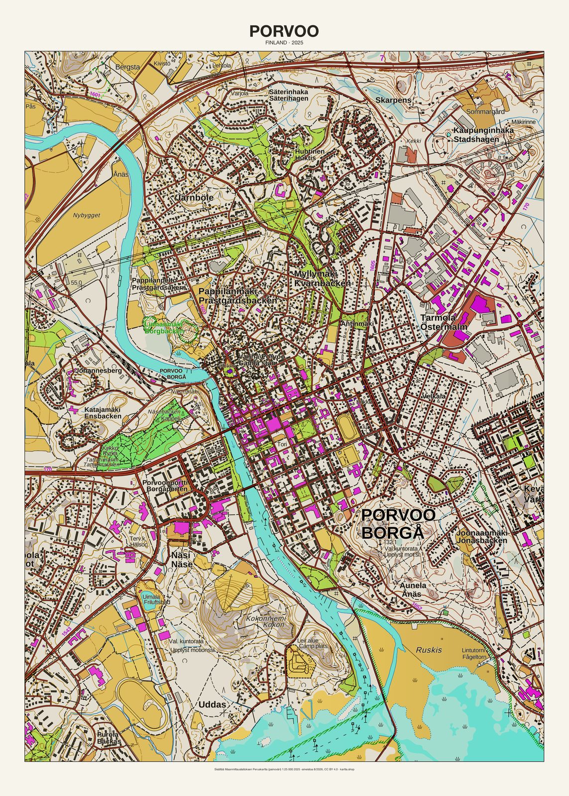 Porvoon karttajuliste vuodelta 2025