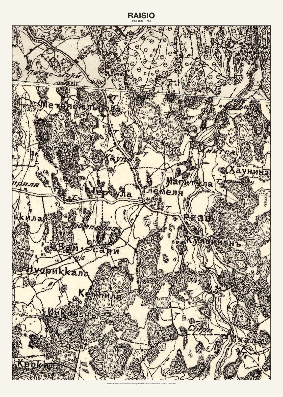 Raision karttajuliste vuodelta 1881