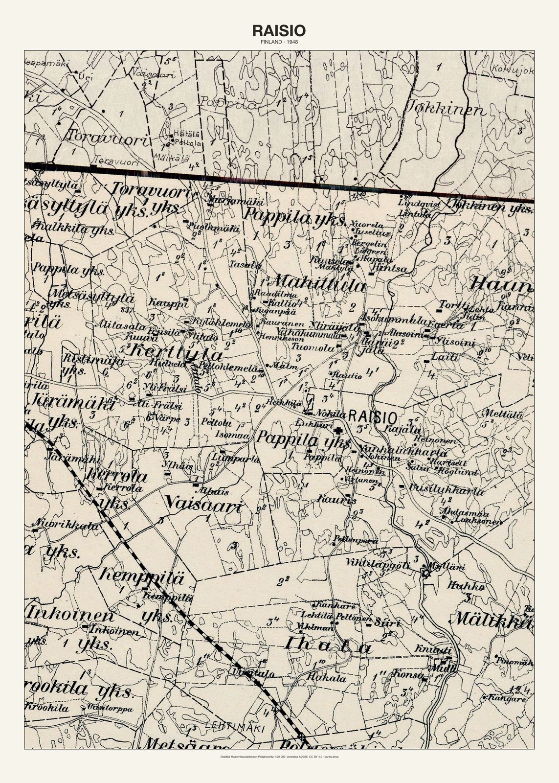 Raision karttajuliste vuodelta 1948