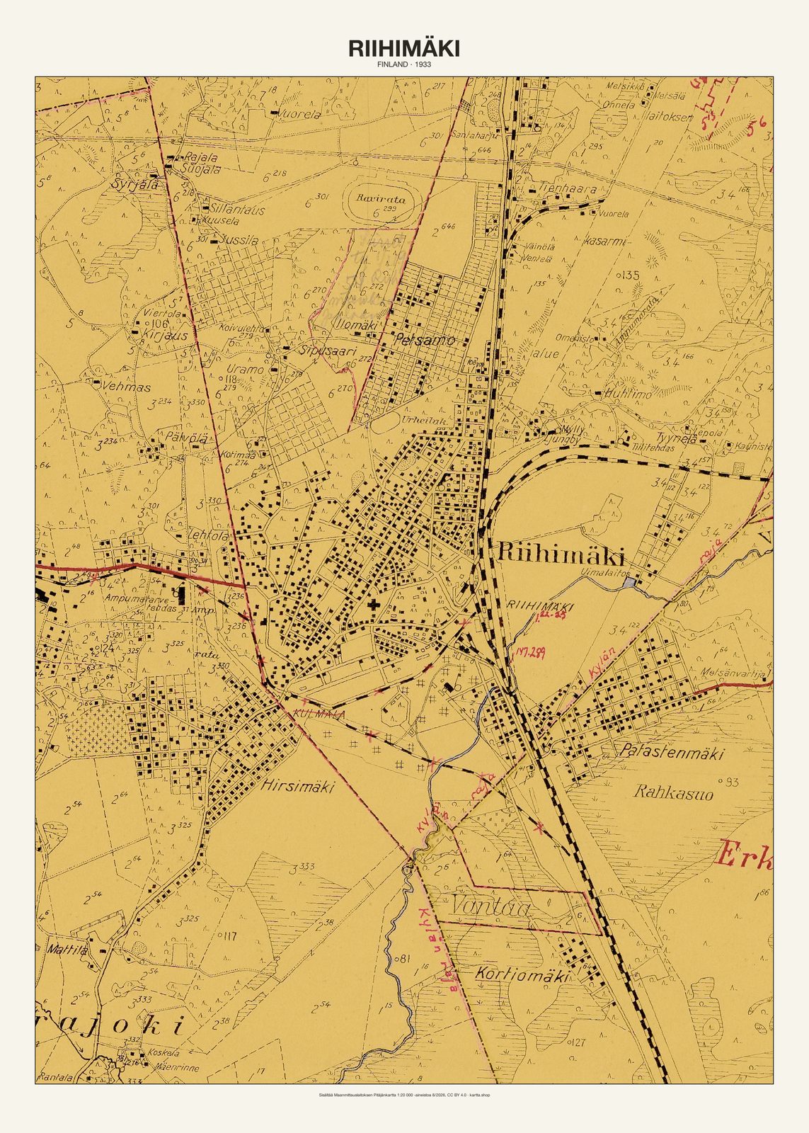 Riihimäkin karttajuliste vuodelta 1933