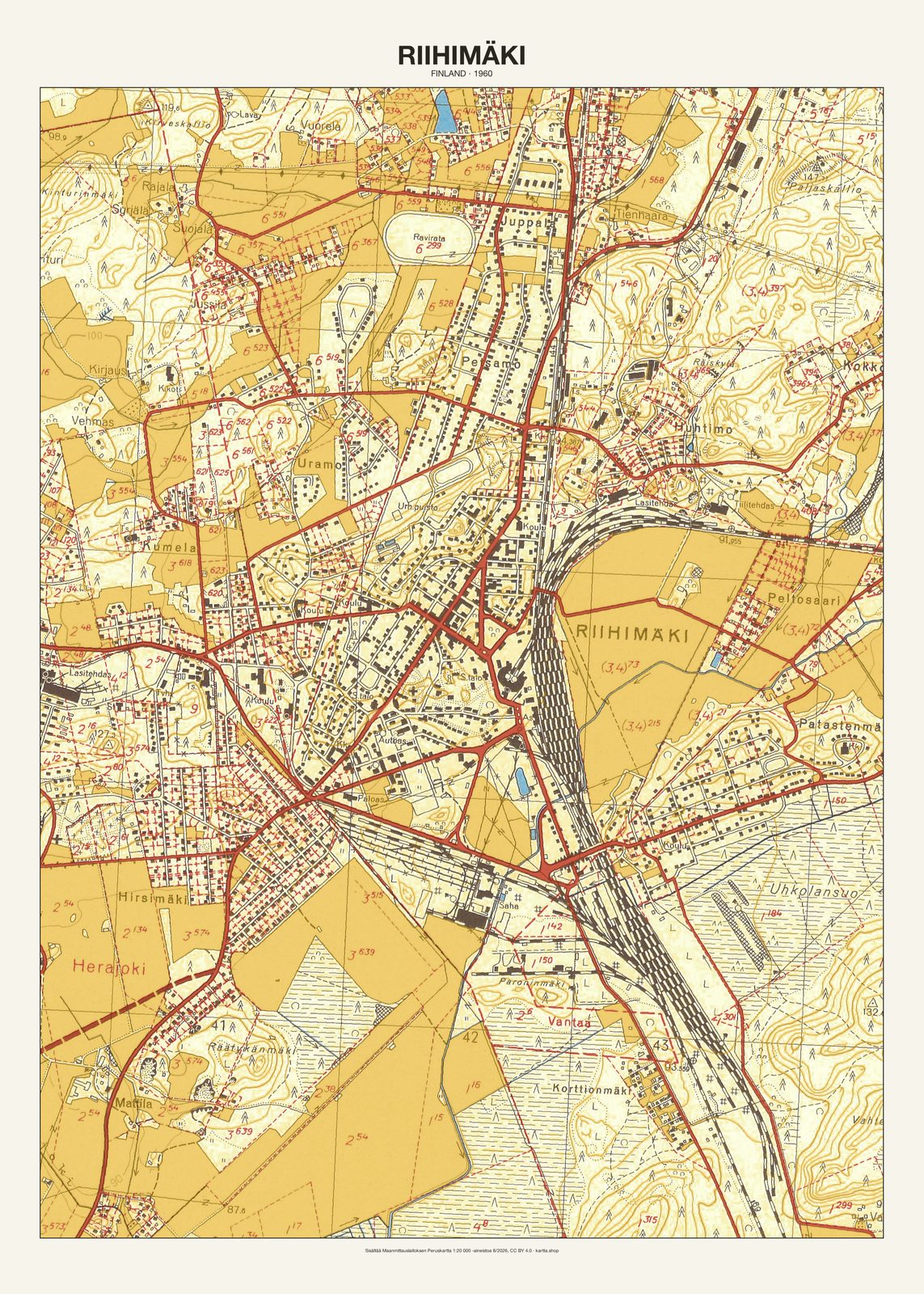 Riihimäkin karttajuliste vuodelta 1960