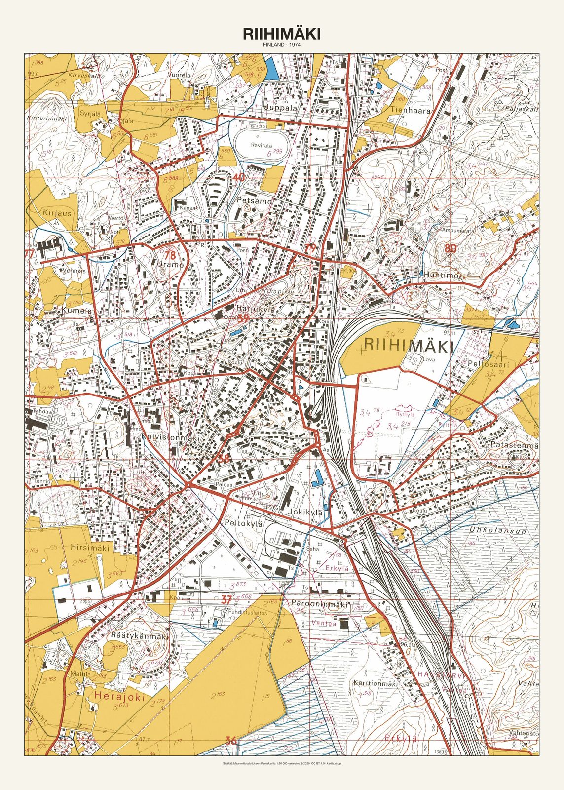 Riihimäkin karttajuliste vuodelta 1974