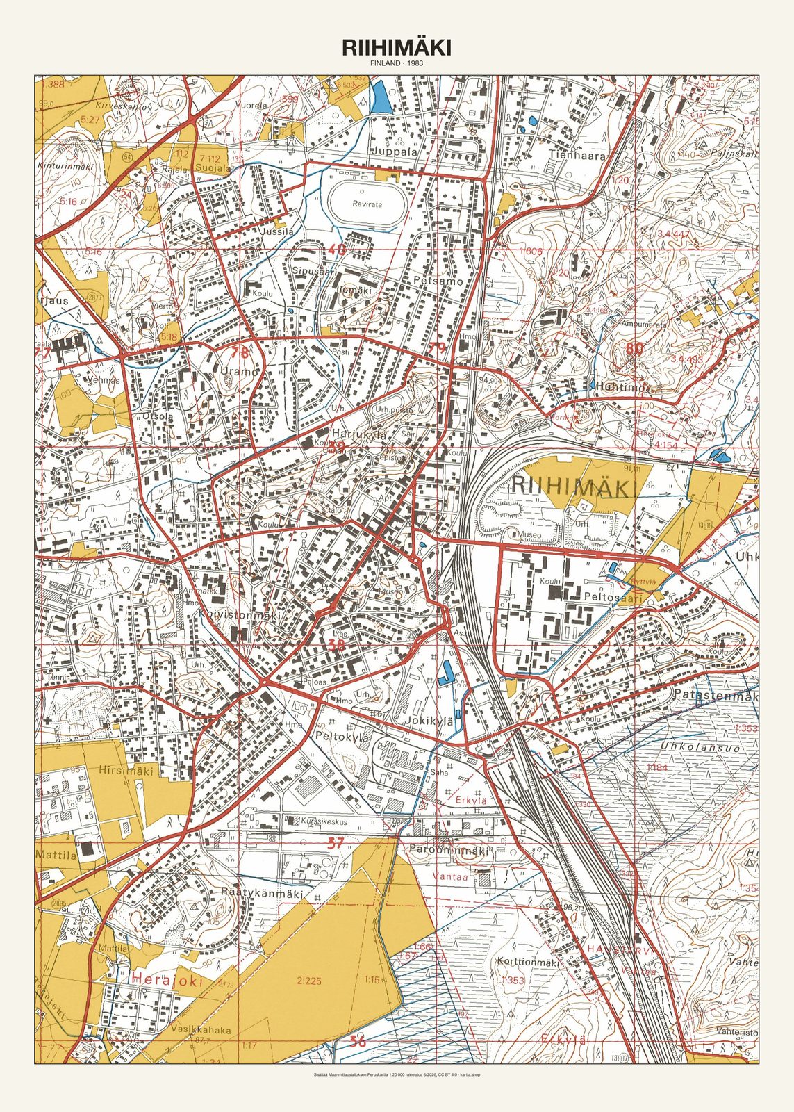 Riihimäkin karttajuliste vuodelta 1983
