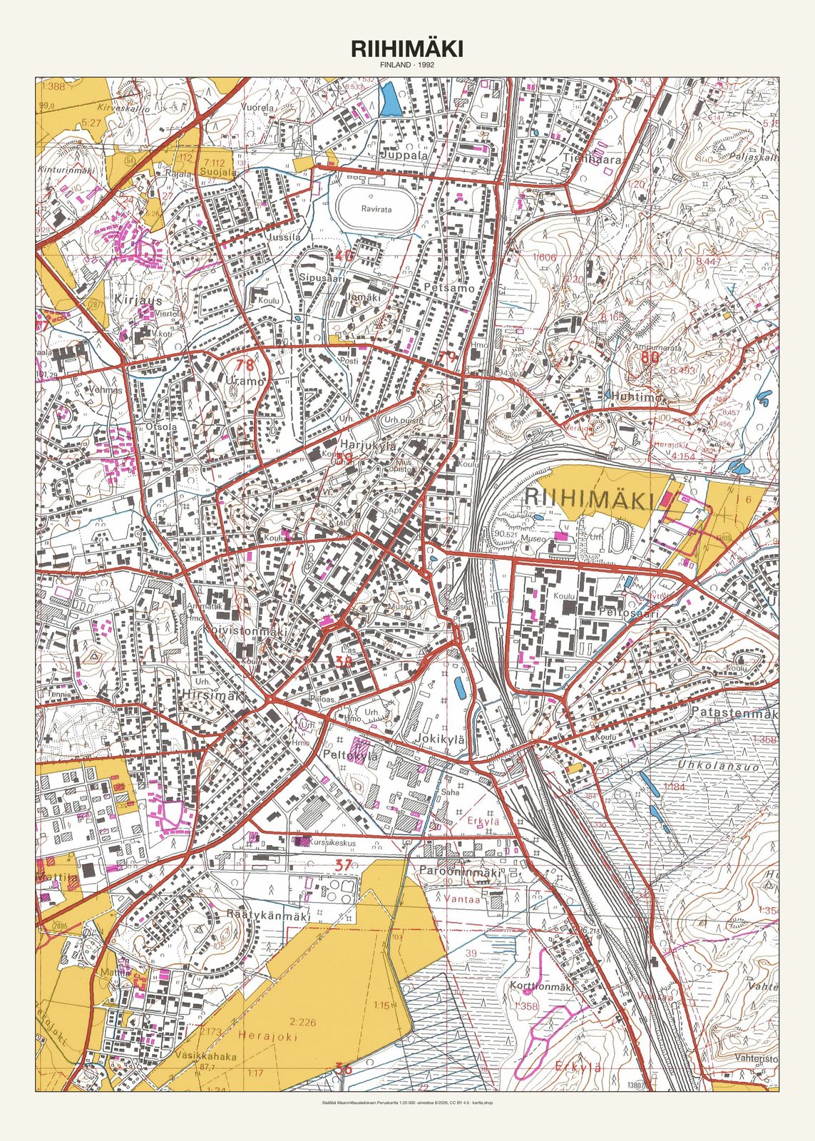Riihimäkin karttajuliste vuodelta 1992