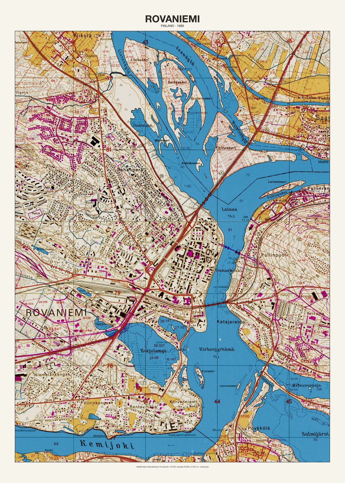 Rovaniemin karttajuliste vuodelta 1989