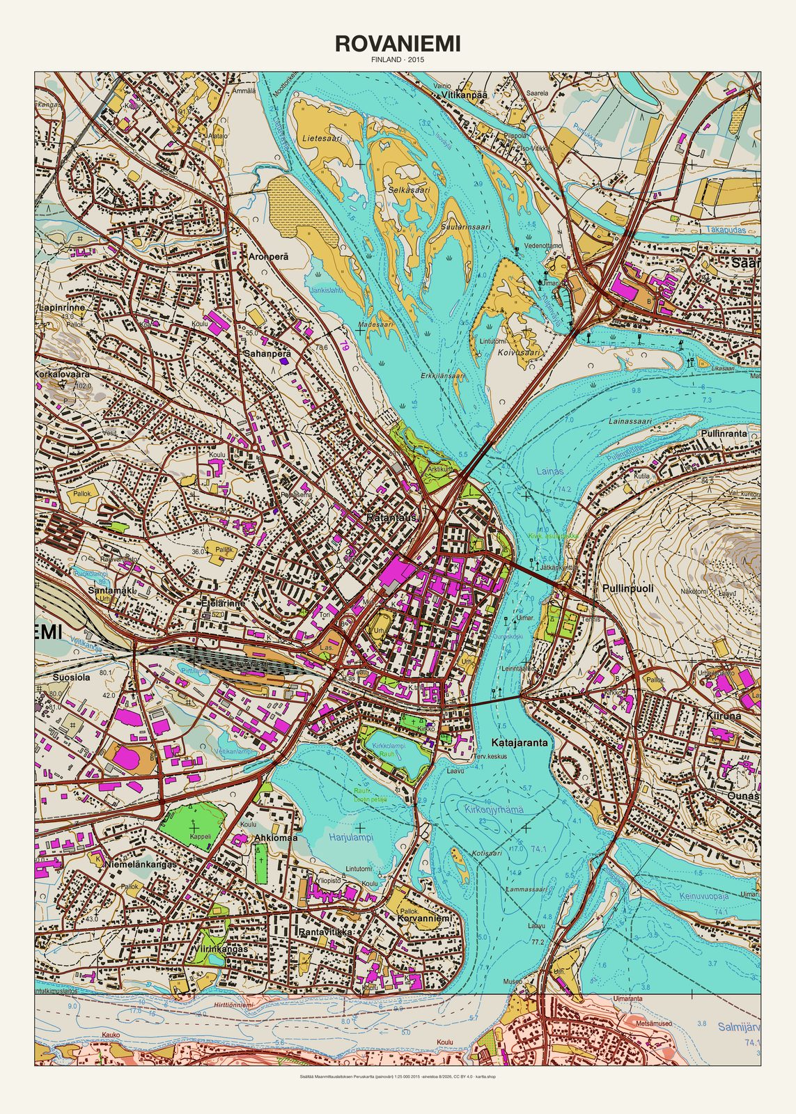 Rovaniemin karttajuliste vuodelta 2015