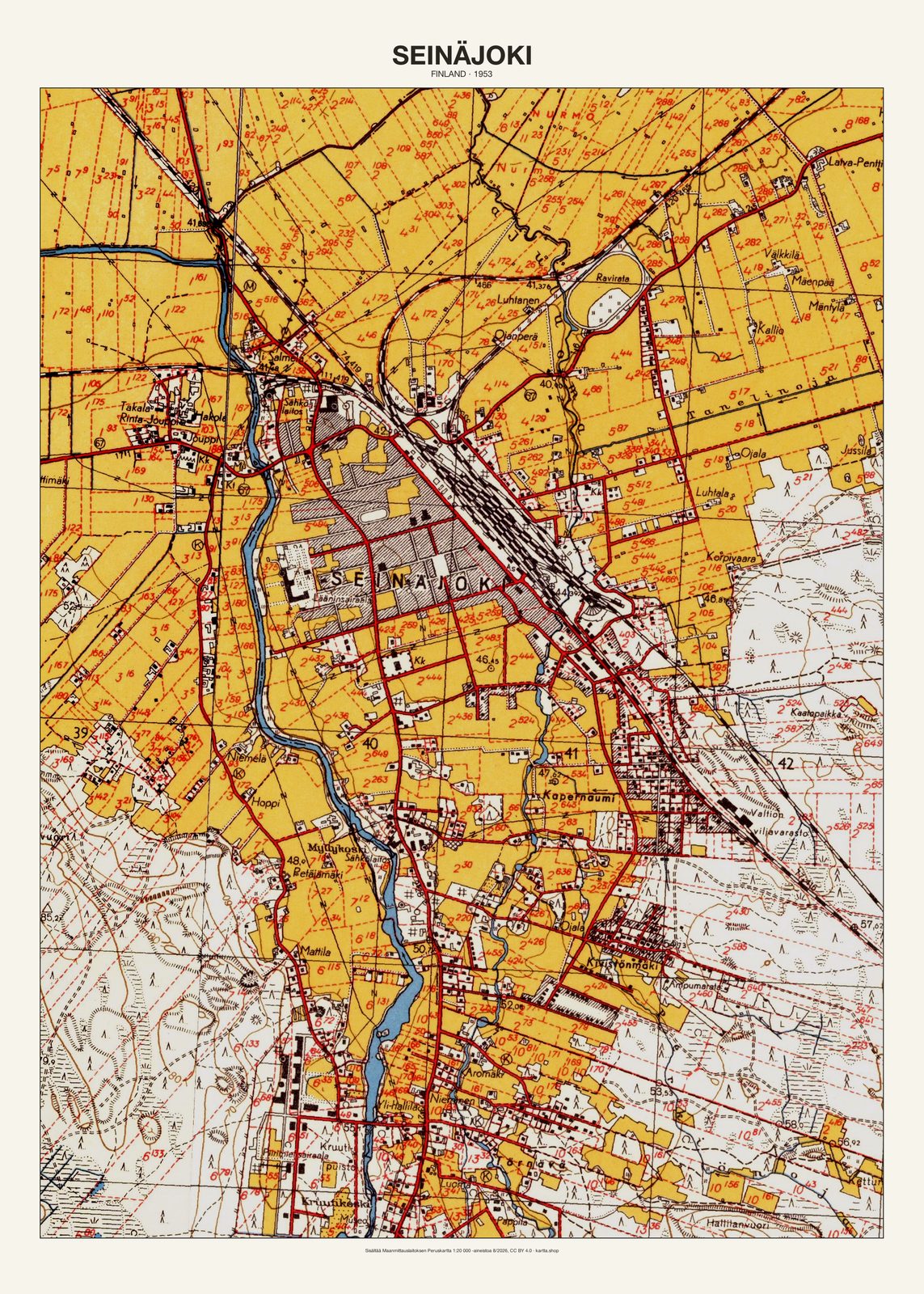 Seinäjokin karttajuliste vuodelta 1953