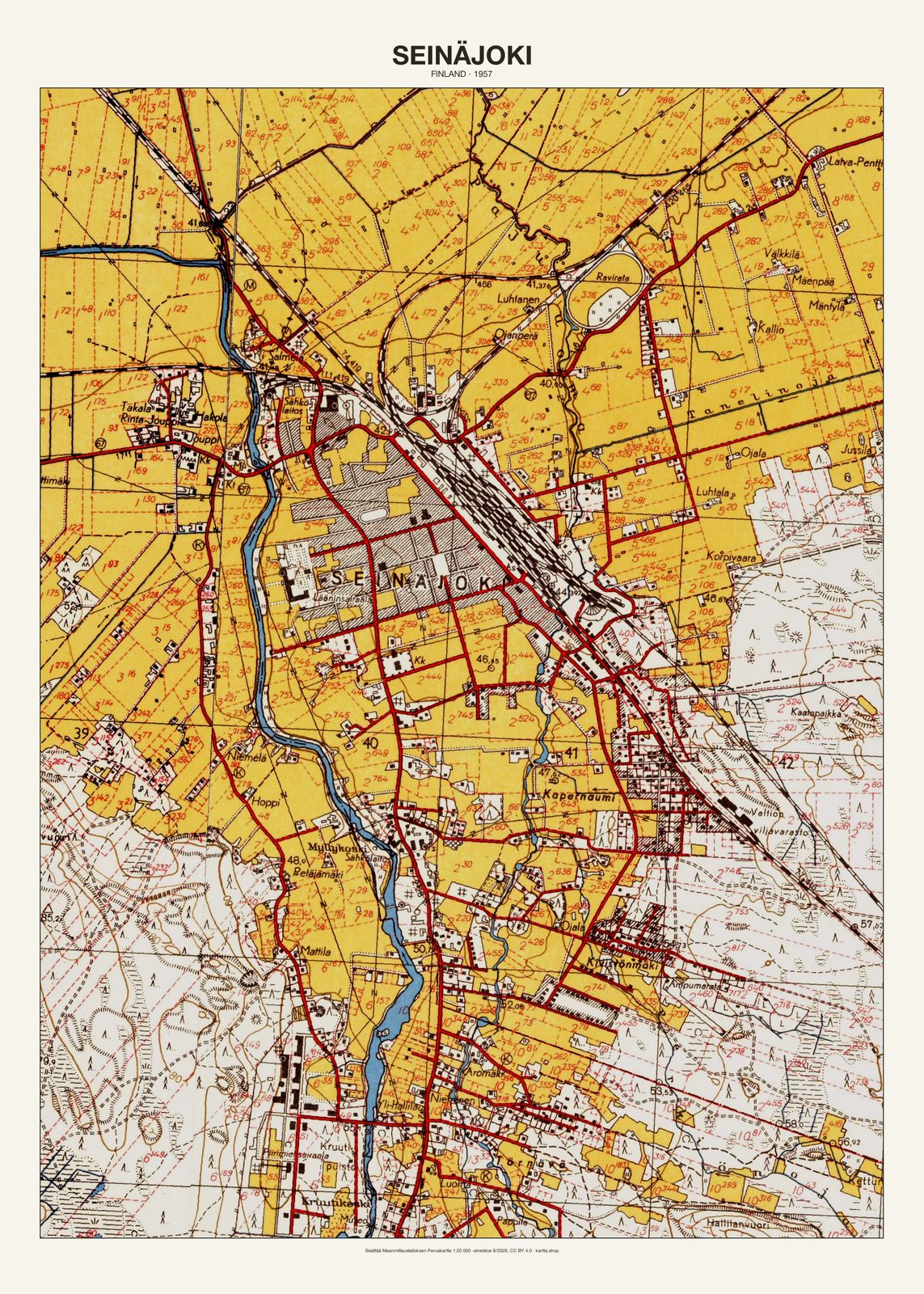 Seinäjokin karttajuliste vuodelta 1957