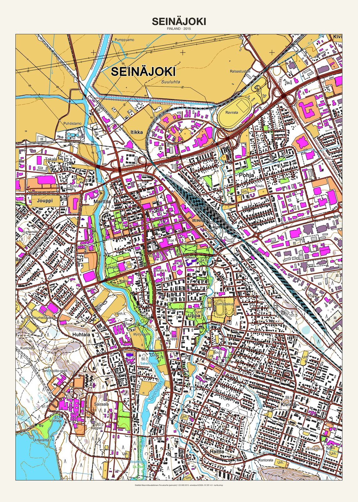 Seinäjokin karttajuliste vuodelta 2015