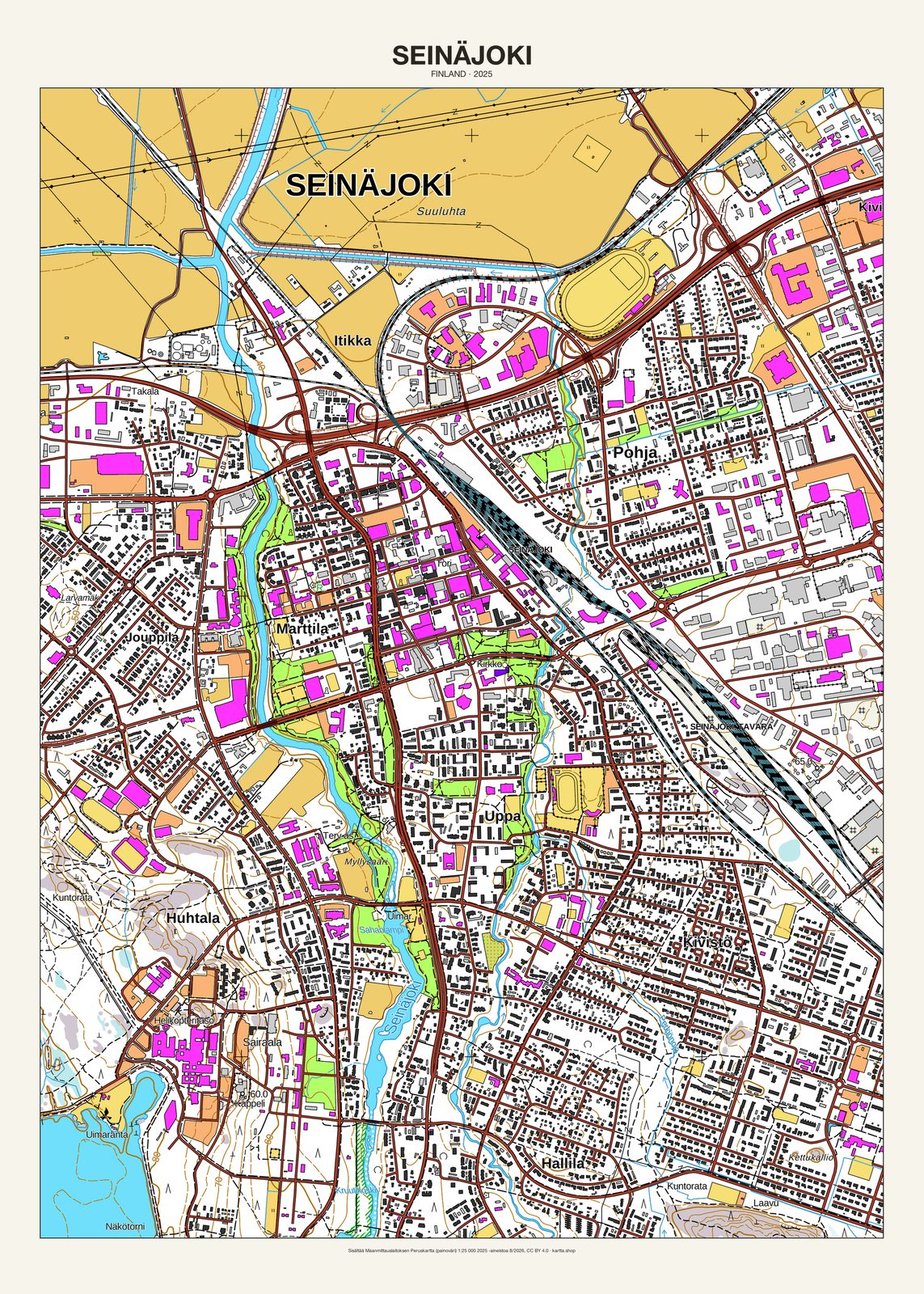 Seinäjokin karttajuliste vuodelta 2025
