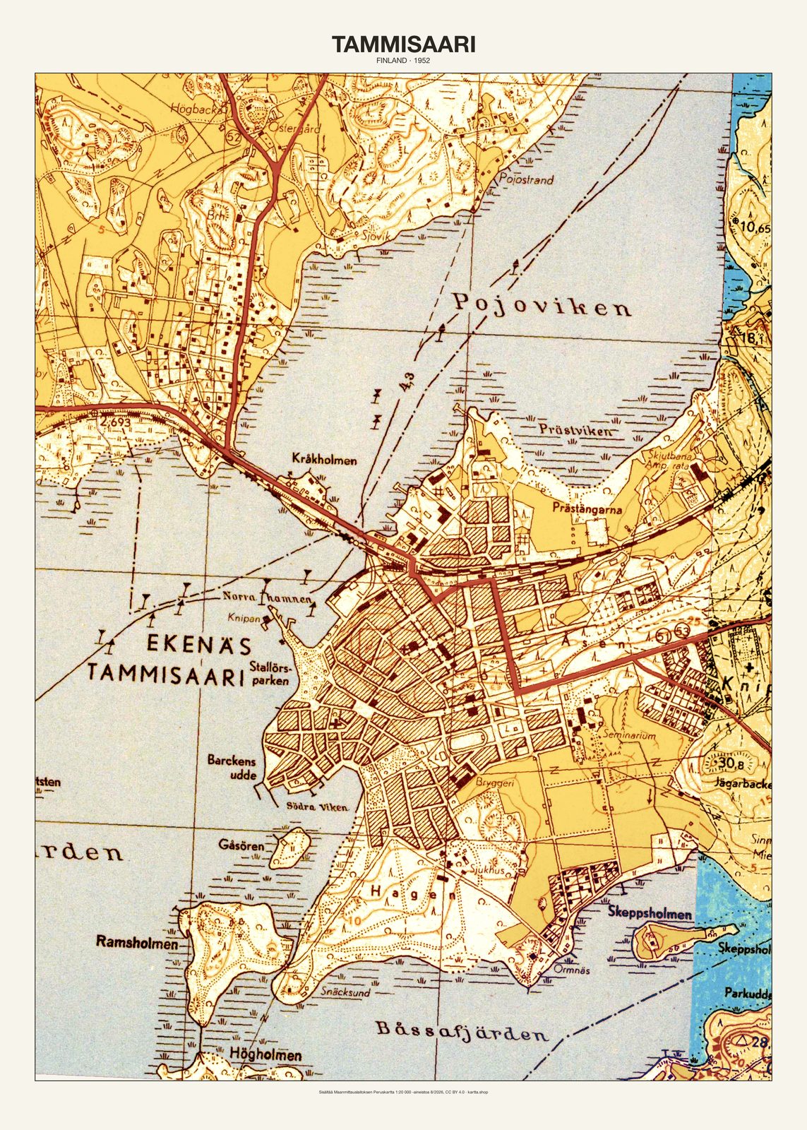 Tammisaarin karttajuliste vuodelta 1952