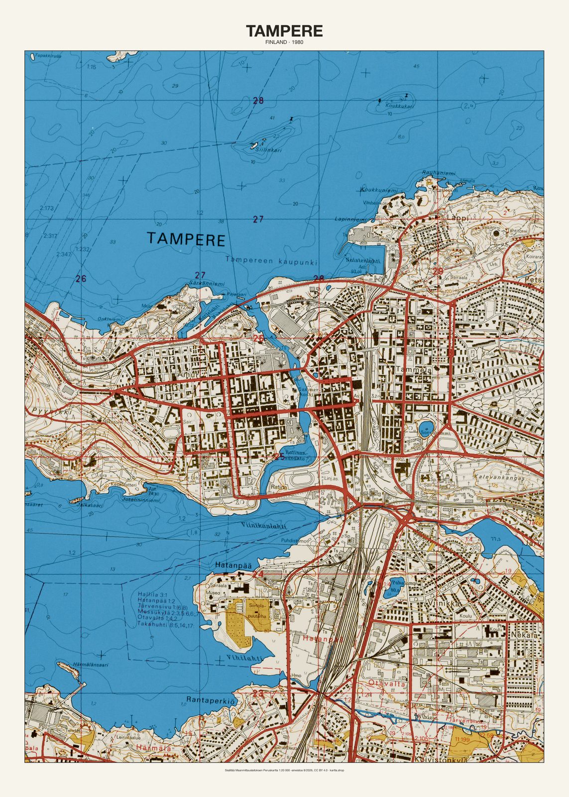 Tamperen karttajuliste vuodelta 1980