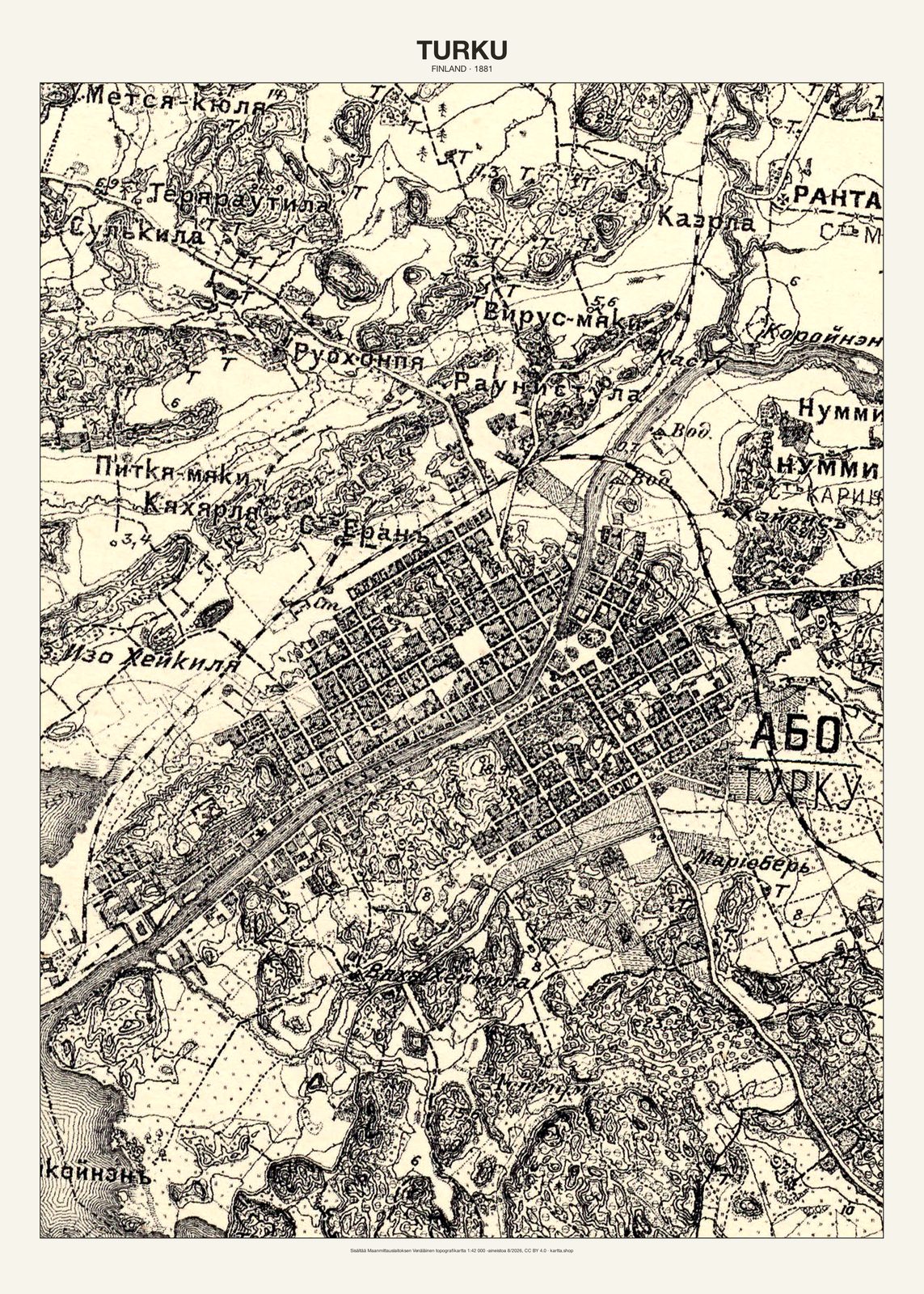 Turkun karttajuliste vuodelta 1881