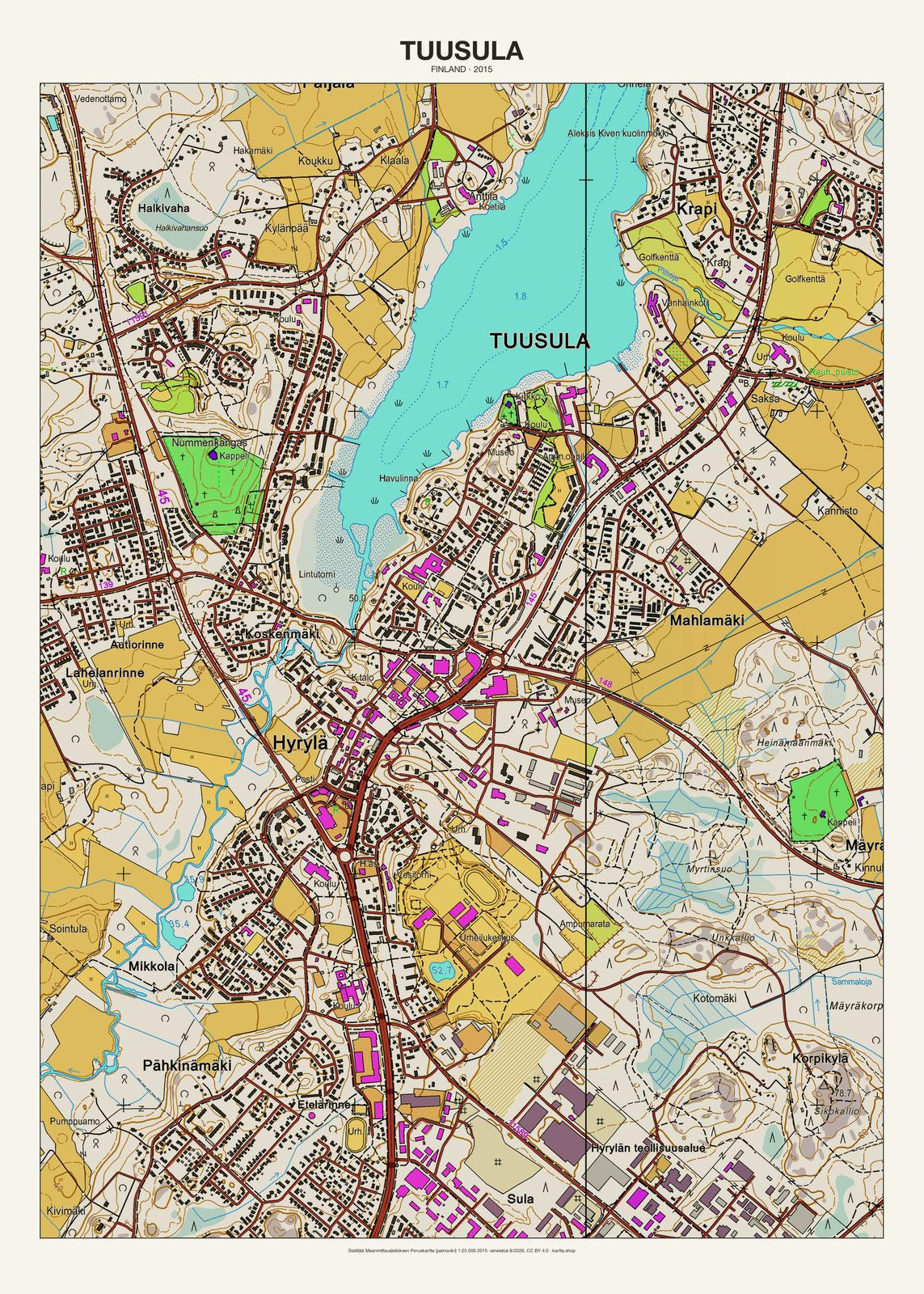 Tuusulan karttajuliste vuodelta 2015