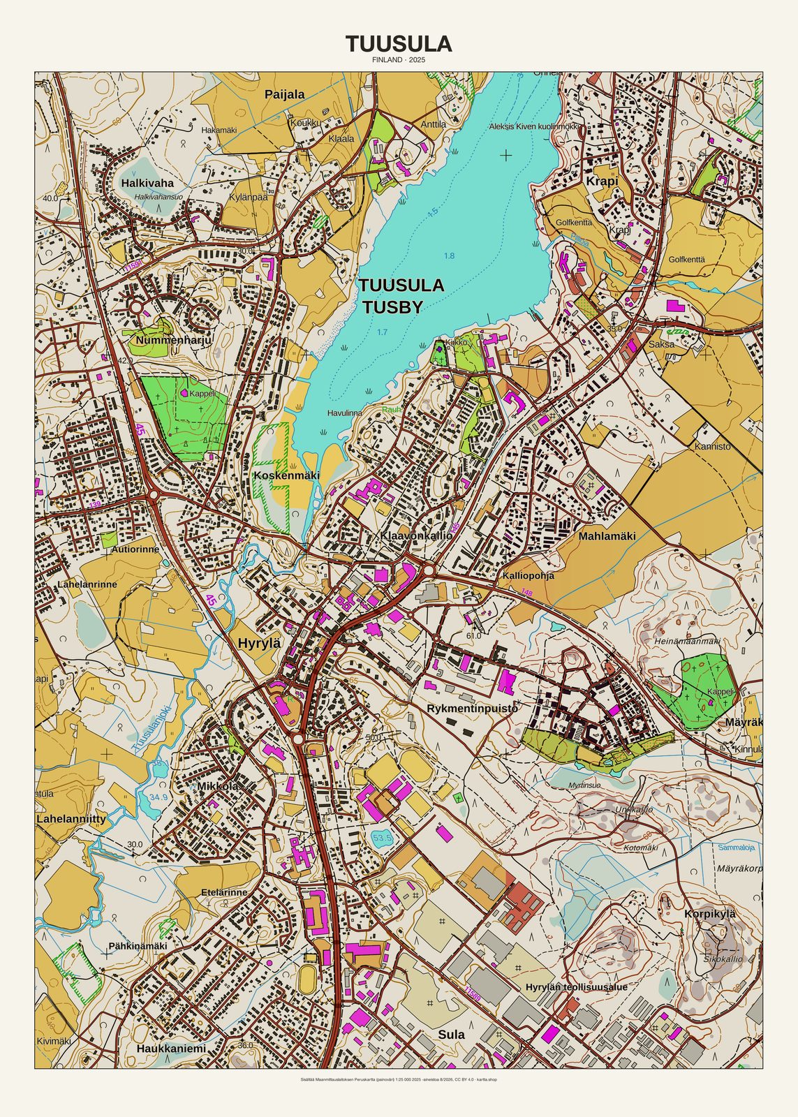 Tuusulan karttajuliste vuodelta 2025