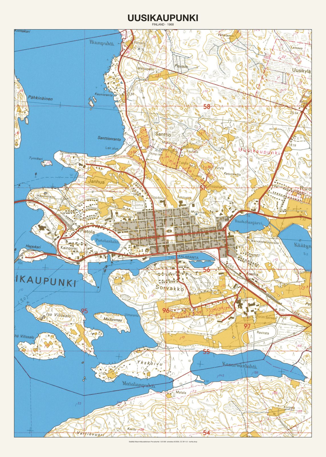 Uusikaupunkin karttajuliste vuodelta 1968