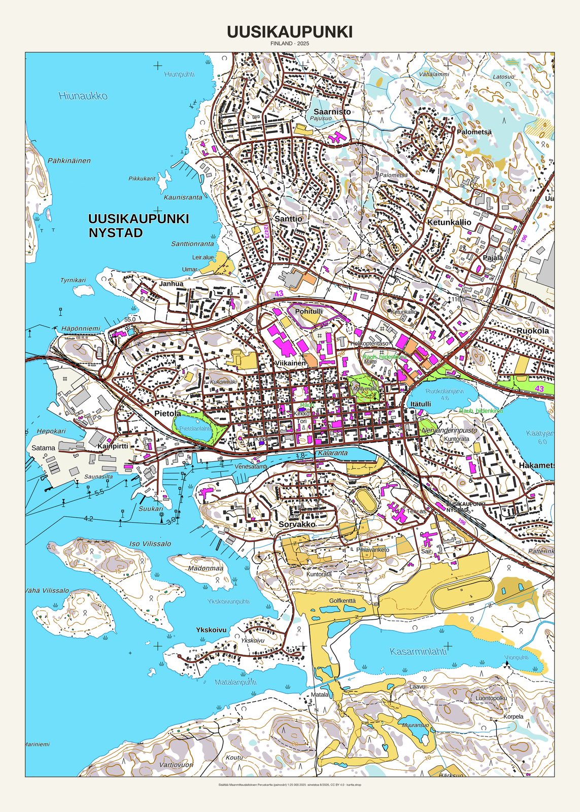 Uusikaupunkin karttajuliste vuodelta 2025