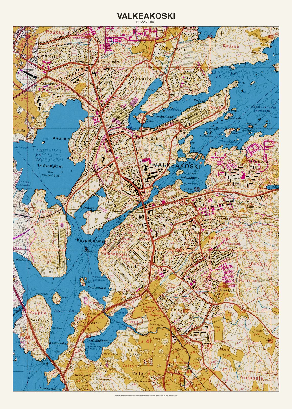 Valkeakoskin karttajuliste vuodelta 1981