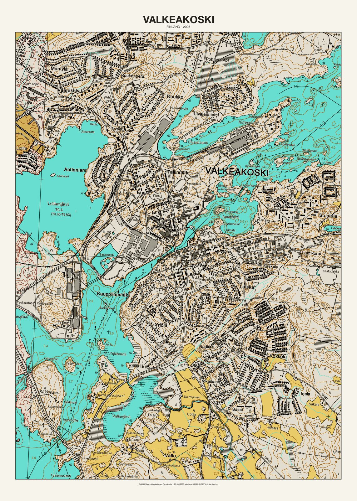 Valkeakoskin karttajuliste vuodelta 2005