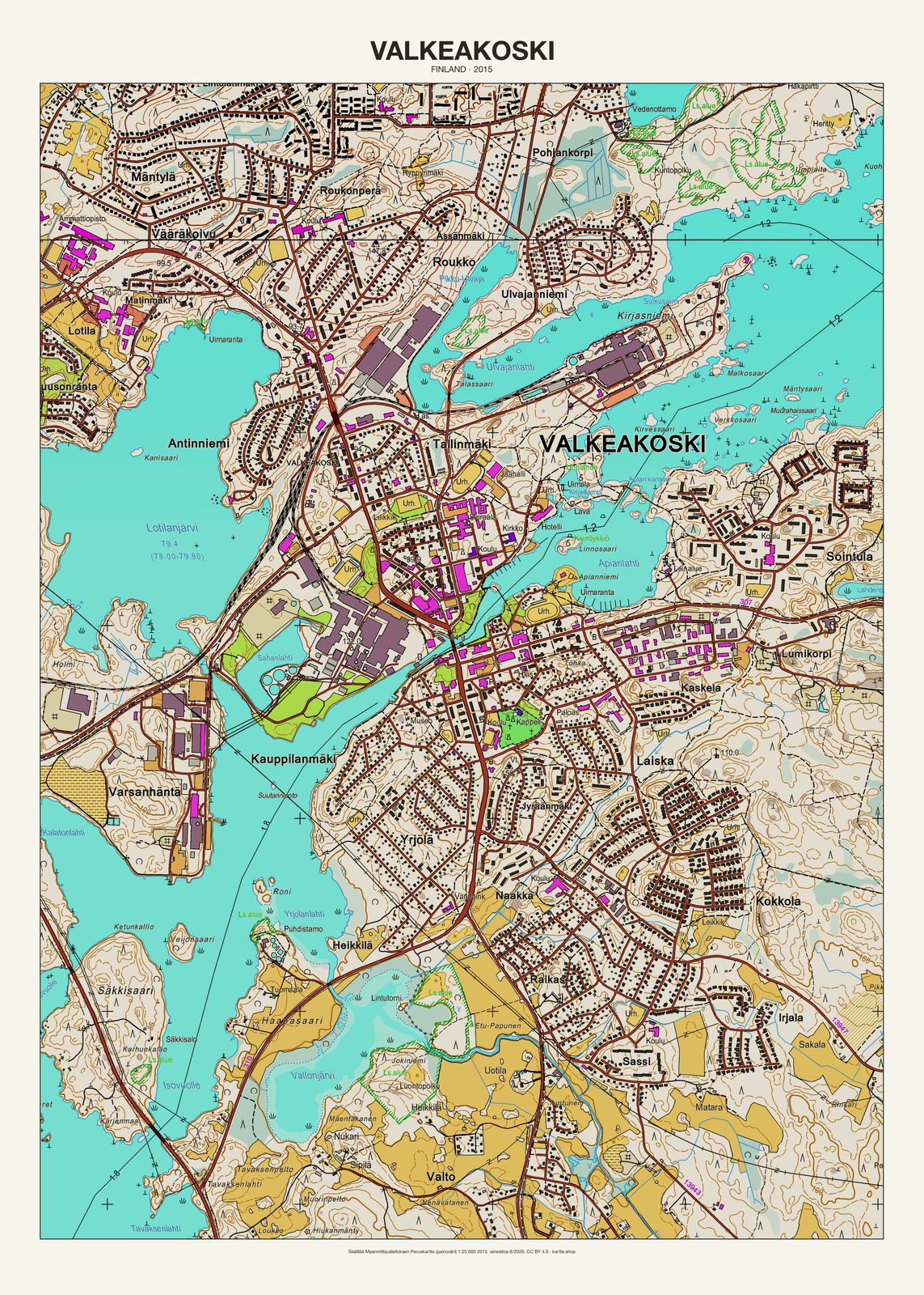 Valkeakoskin karttajuliste vuodelta 2015