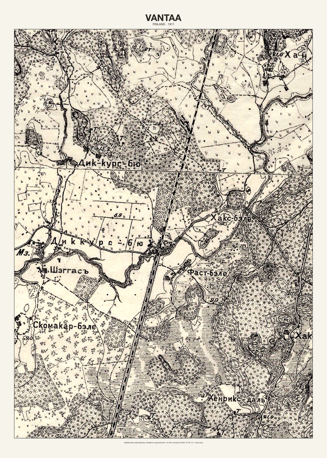 Vantaan karttajuliste vuodelta 1911