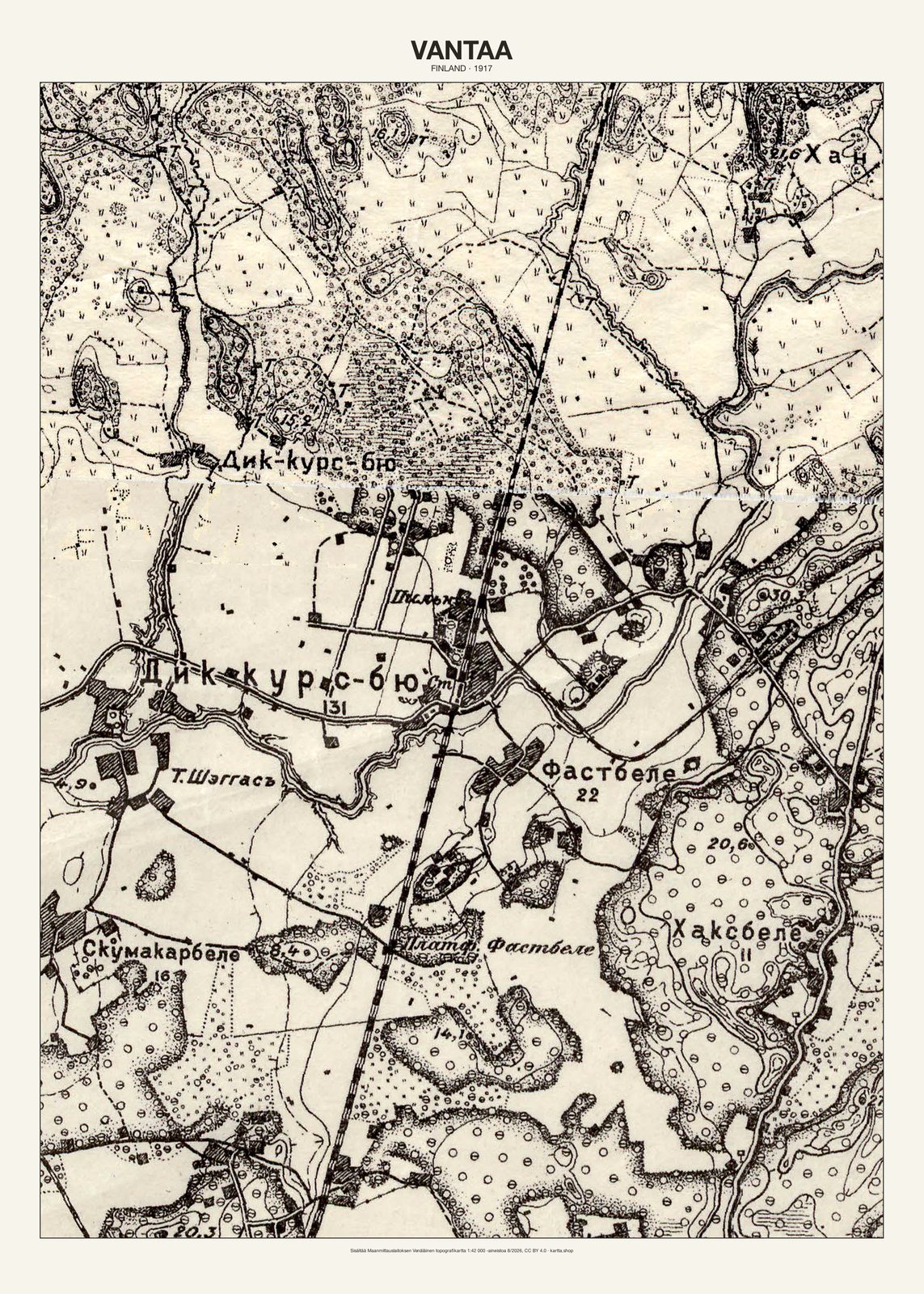 Vantaan karttajuliste vuodelta 1917