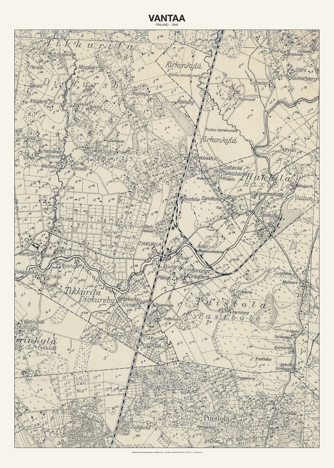 Vantaan karttajuliste vuodelta 1946