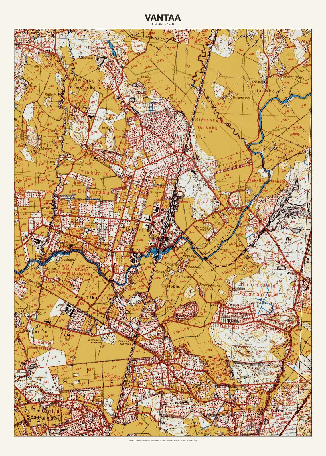 Vantaan karttajuliste vuodelta 1958