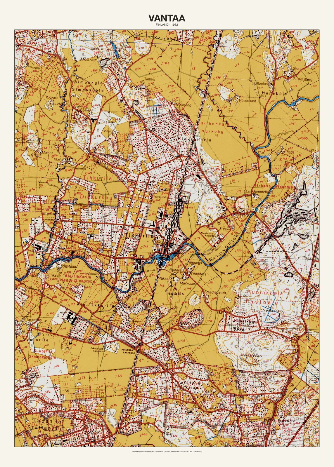 Vantaan karttajuliste vuodelta 1962