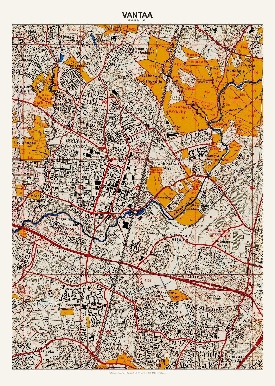 Vantaan karttajuliste vuodelta 1991