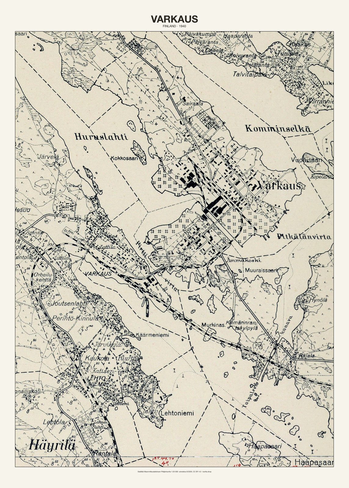 Varkausn karttajuliste vuodelta 1940