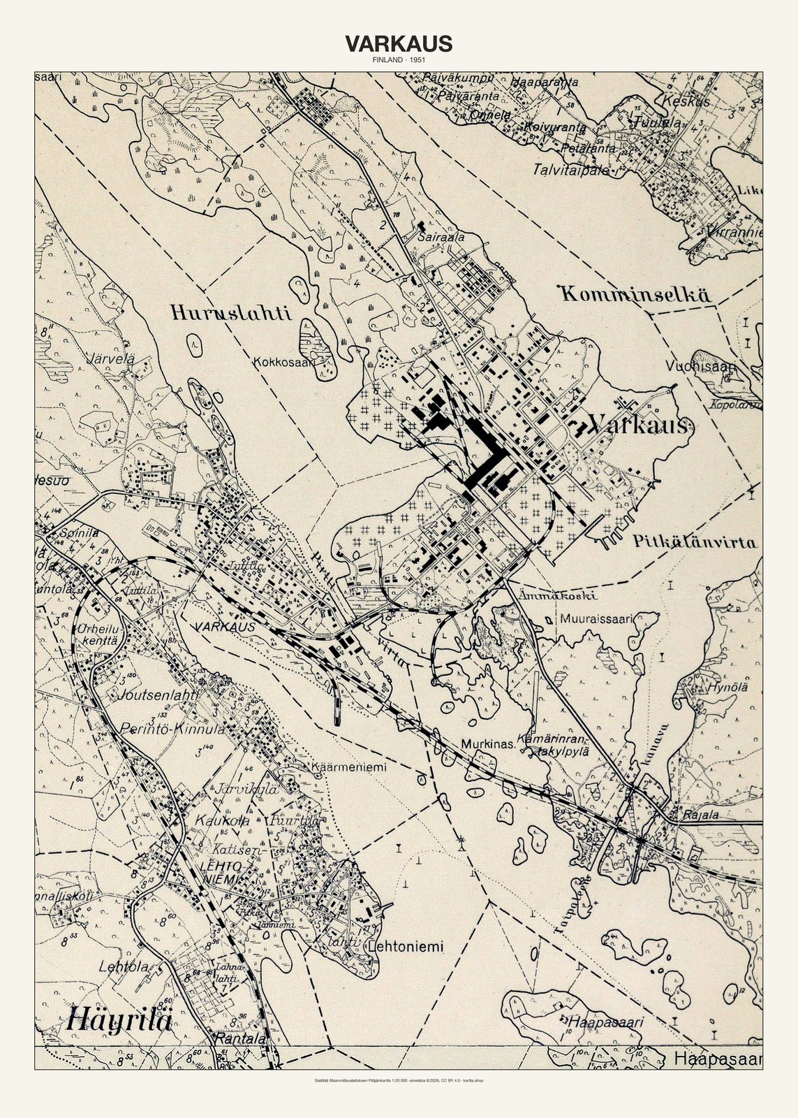Varkausn karttajuliste vuodelta 1951