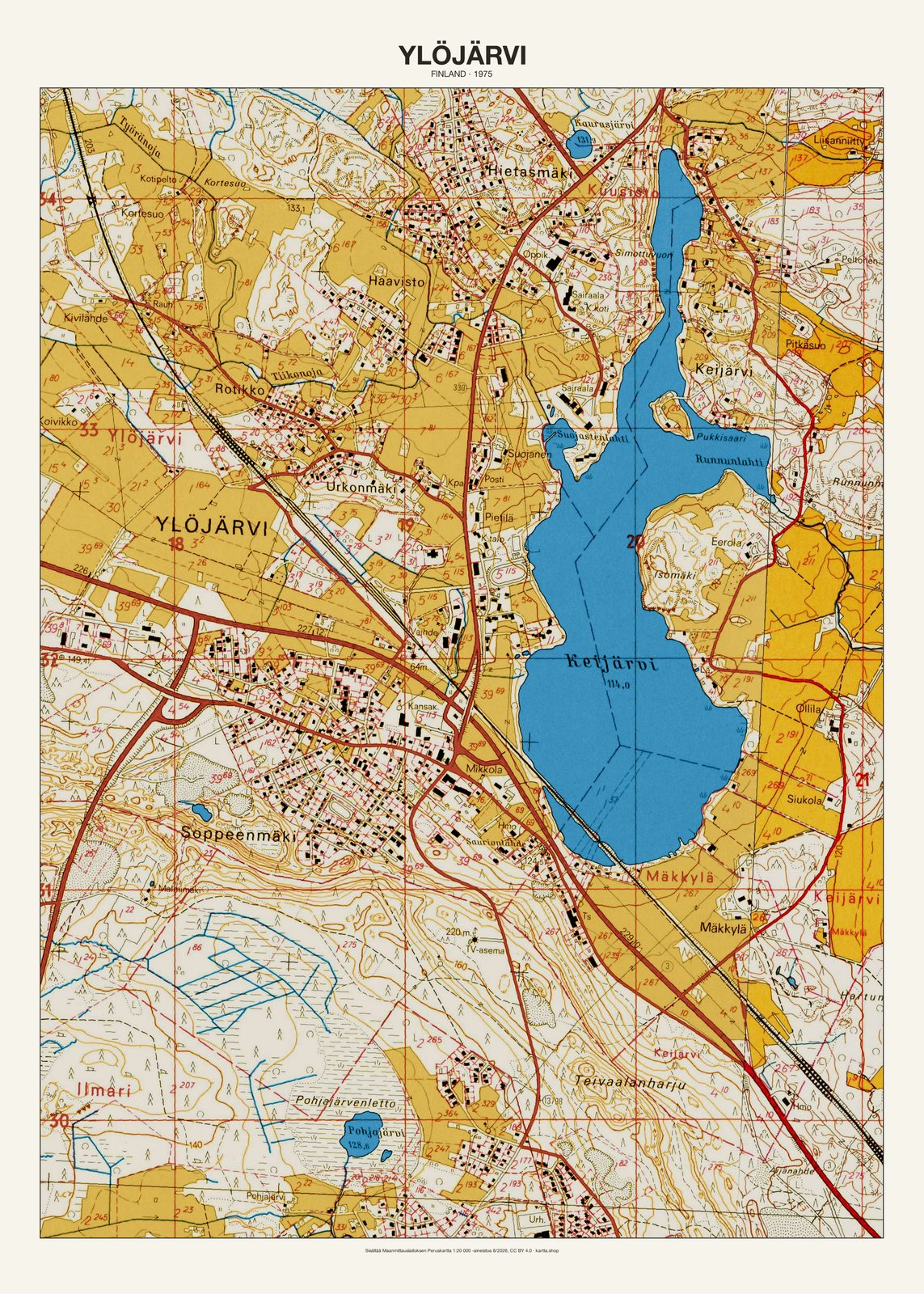 Ylöjärvin karttajuliste vuodelta 1975