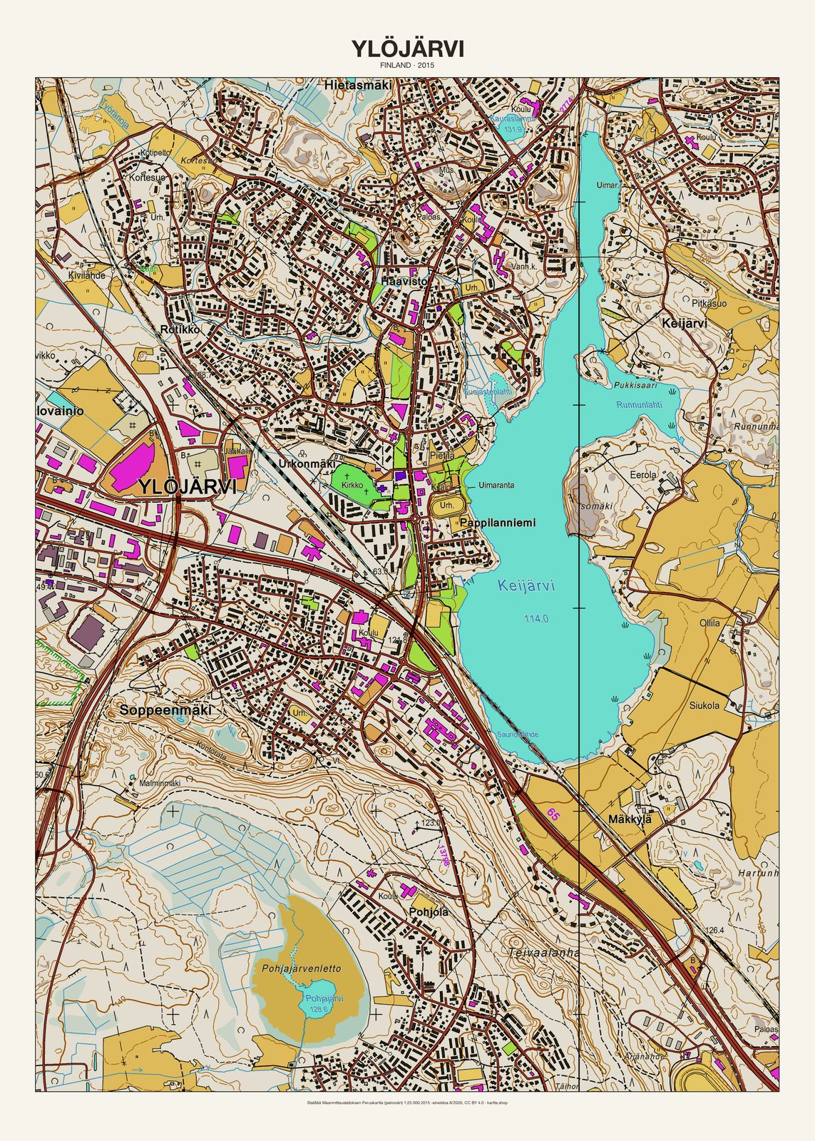 Ylöjärvin karttajuliste vuodelta 2015