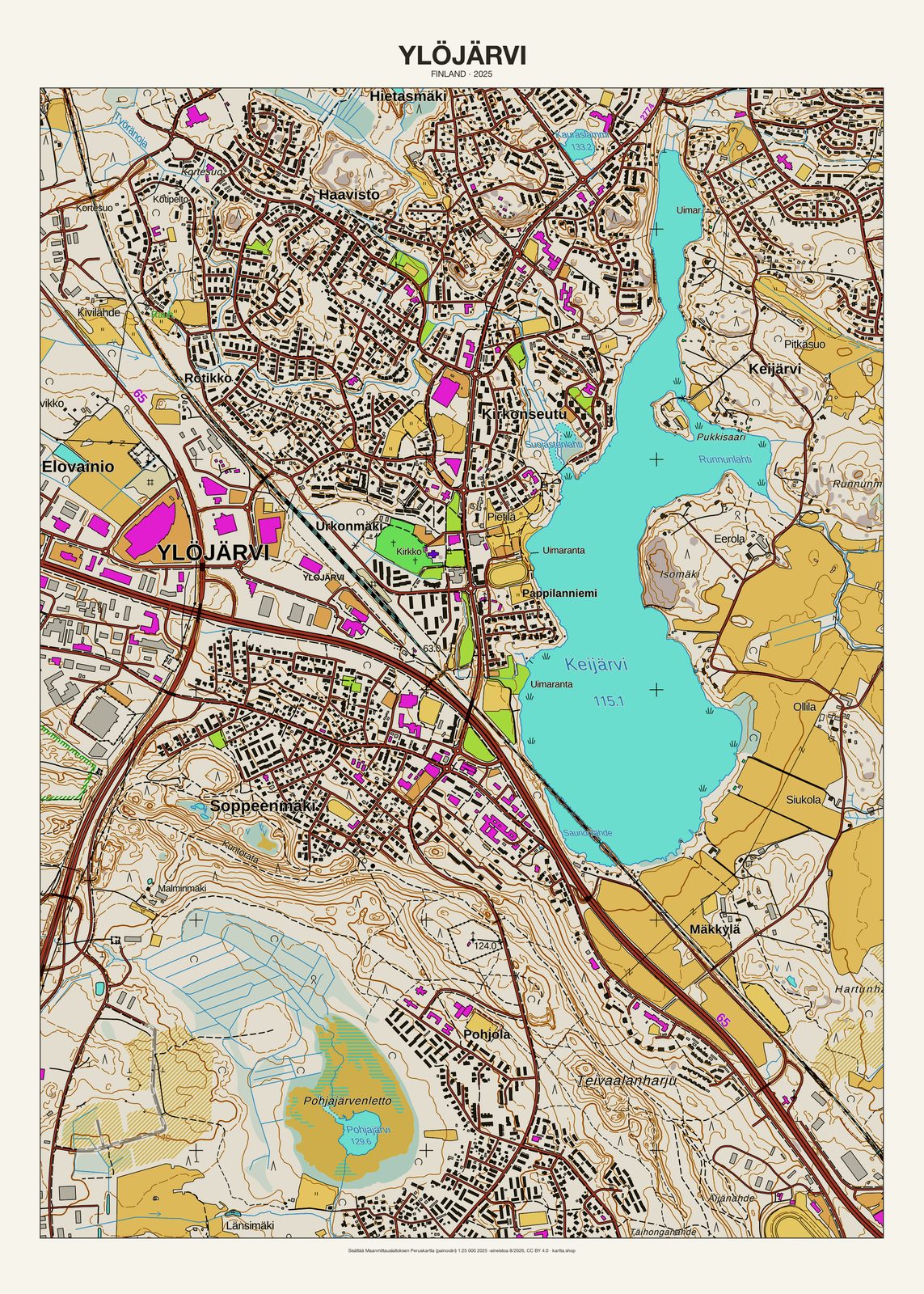 Ylöjärvin karttajuliste vuodelta 2025